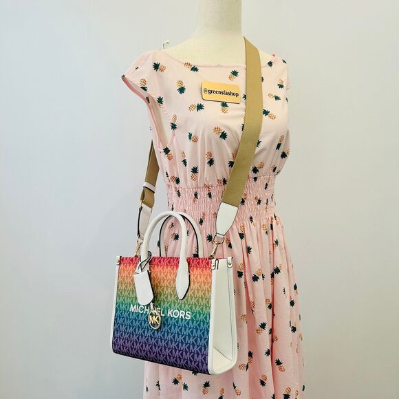 Michael Kors Mirella Small Ombré Signature Logo Crossbody Bag Rainbow - Picture 10 of 10